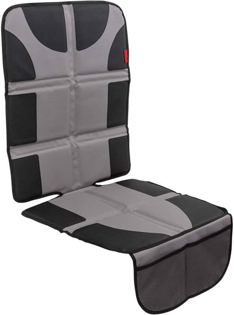Lusso Gear Universal Autositzschoner - Dick Gepolsterte wasserdichte Leder & Stoff Kindersitzunterlage und Haustier Sitzschutz Auto - 2 Netztaschen - Anti-Rutsch Rückseite - Ohne Aufdruck (Grau) von Lusso Gear