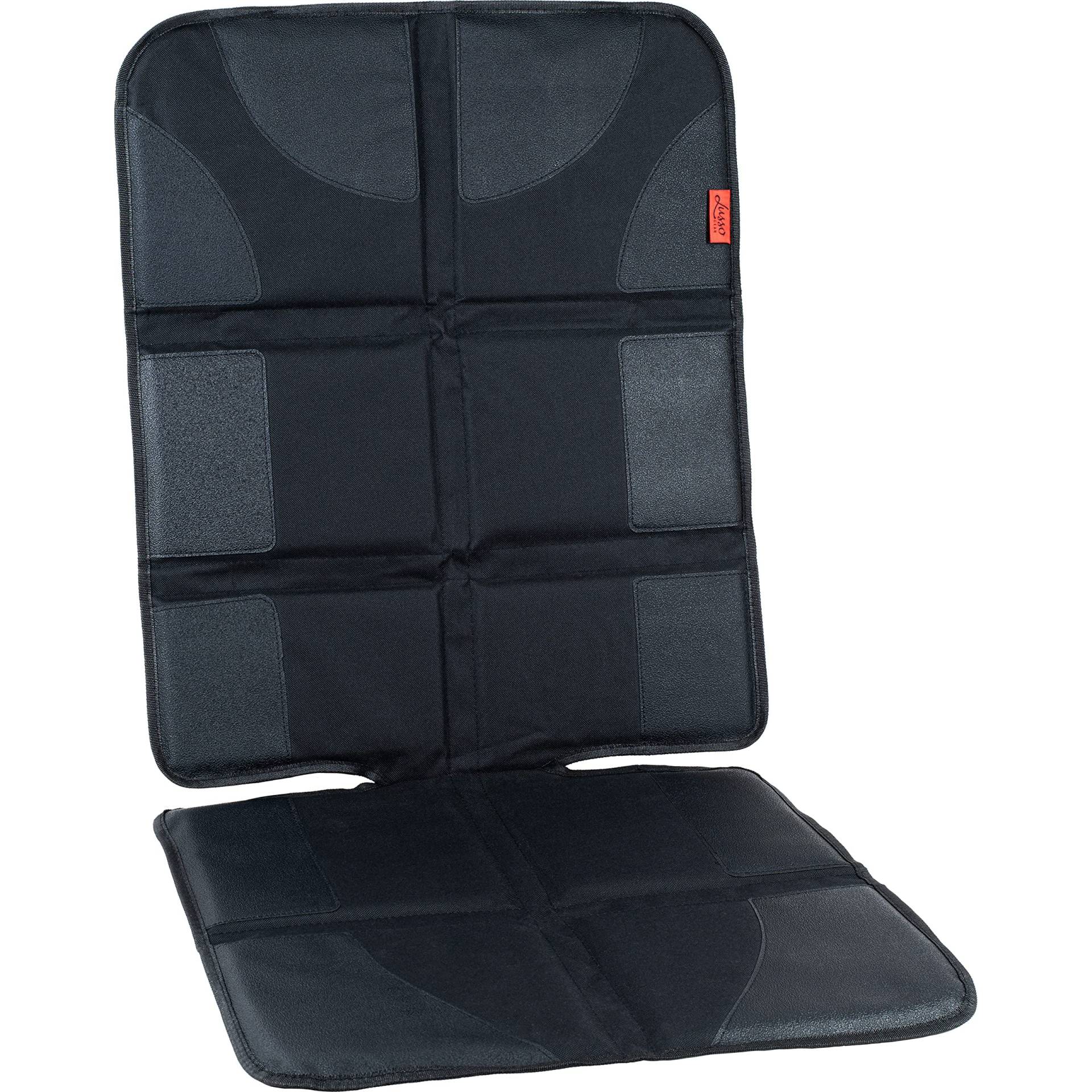 Lusso Gear Universal Sitzschoner Auto Vordersitze - Dick Gepolsterter Wasserdichter Leder & Stoff Autositzschoner - rutschfeste Robuste Gummibeschichtung - Verstellbarer Kopfstützengurt (Schwarz) von Lusso Gear