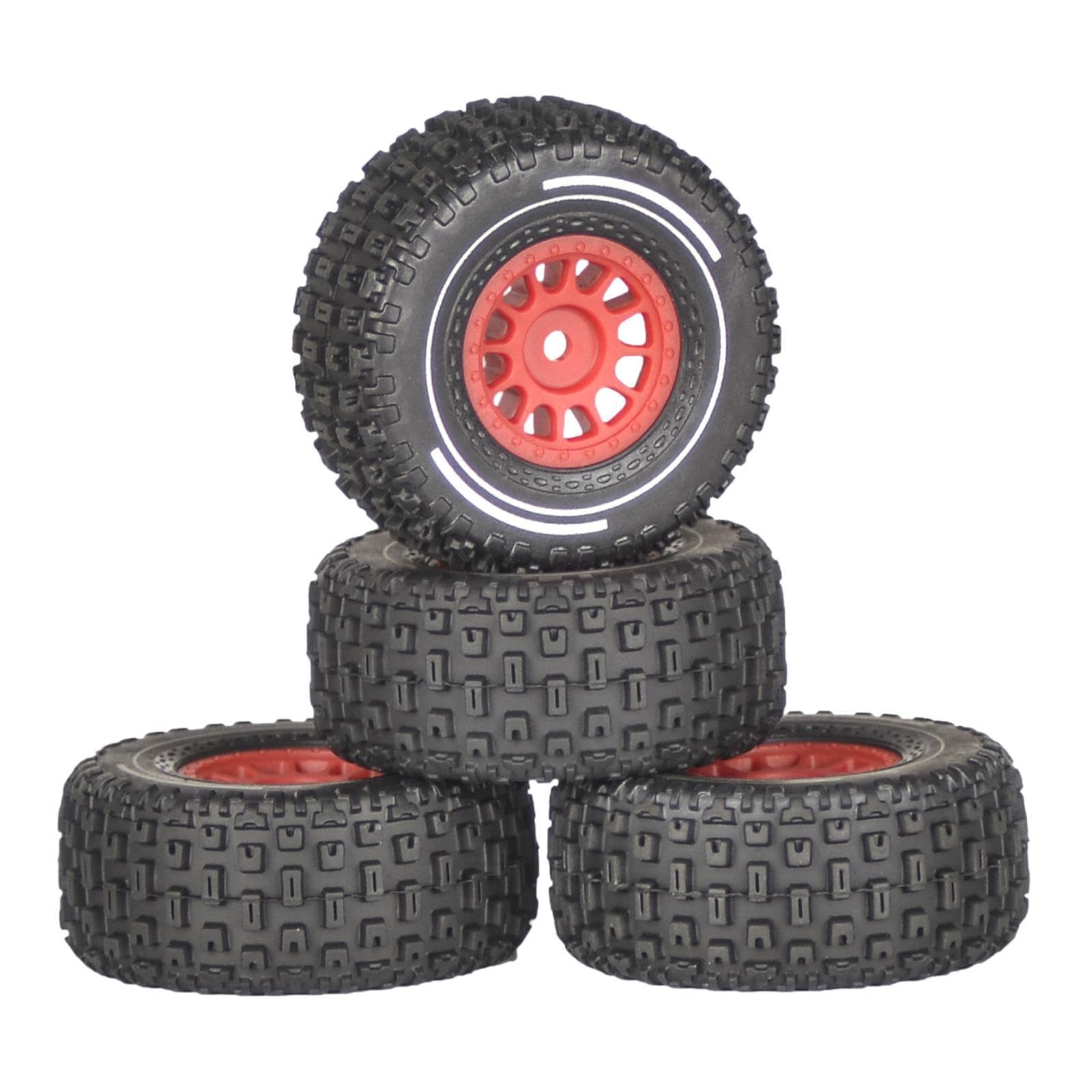 Luwecf 4 Stück 1/14 RC Autoräder Und Reifen Zubehör Robuste Professionelle Ersatzteile Direkter Ersatz für RC Autoteile, Rot Luwecf 4 Stück 1/14 RC Autoräder Und Reifen Zubehör Robuste Professionelle Ersatzteile Direkter Ersatz für RC Autoteile, Rot von Luwecf