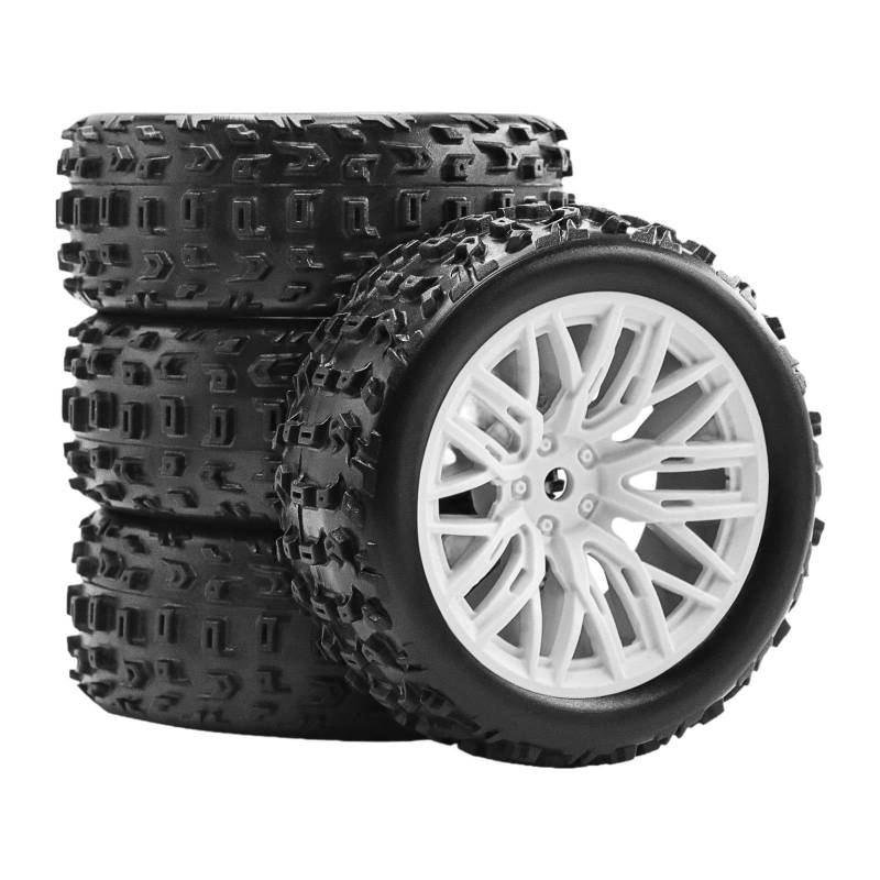 Luwecf 4 Stück 1/18 RC Autoräder Und Reifen, Ersatz, Tragbar, Ersatzteile, Professionelles Zubehör, RC Autoteil, Weiß von Luwecf