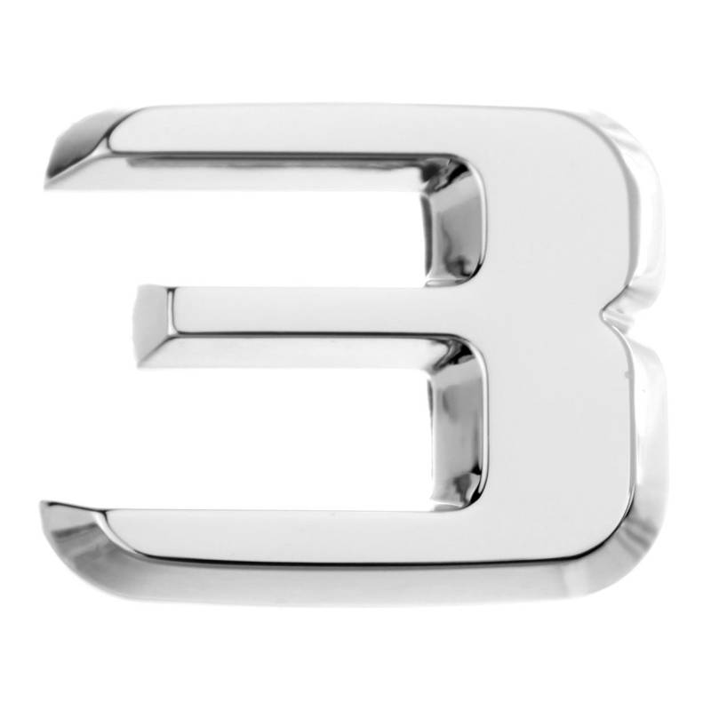 Luxbling Auto Chrom 3D Zahl - Silber - 3 von Luxbling