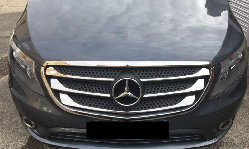Front Grill Abdeckhaube Chrom Edelstahl Set für Vito [5 Stück] 2014-2019 von Luxell