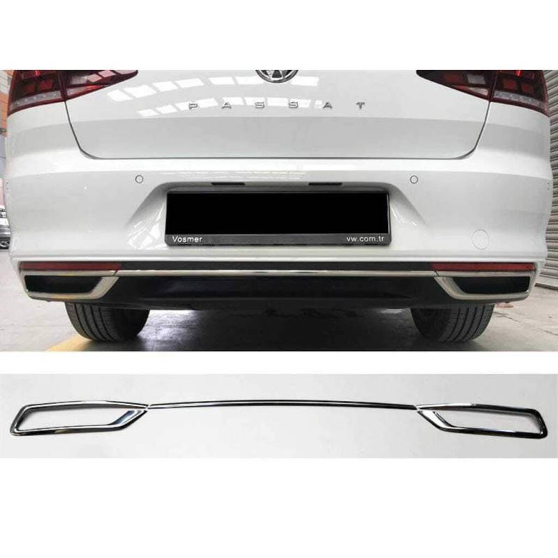 Chrom Heckstoßstange Streamer & Auspuffabweiser Rahmen passend für Passat B8.5 [2018+] von Luxell