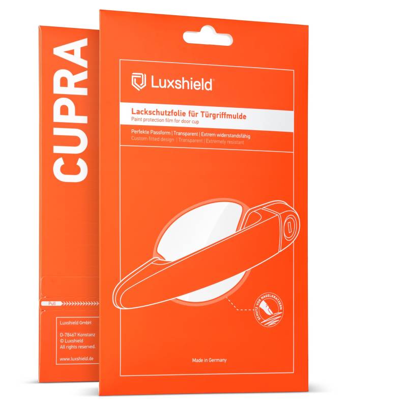 Luxshield Auto Türgriff Schutzfolie Griffmulde für Cupra Born I 2021-2024 - Kratzschutz, Lackschutzfolie - Transparent glänzend von Luxshield