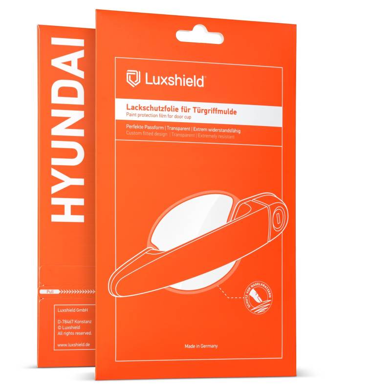 Luxshield Auto Türgriff Schutzfolie Griffmulde für Hyundai Kona 2 (II) SX2 I 2023-2025 - Kratzschutz, Lackschutzfolie - Transparent glänzend von Luxshield