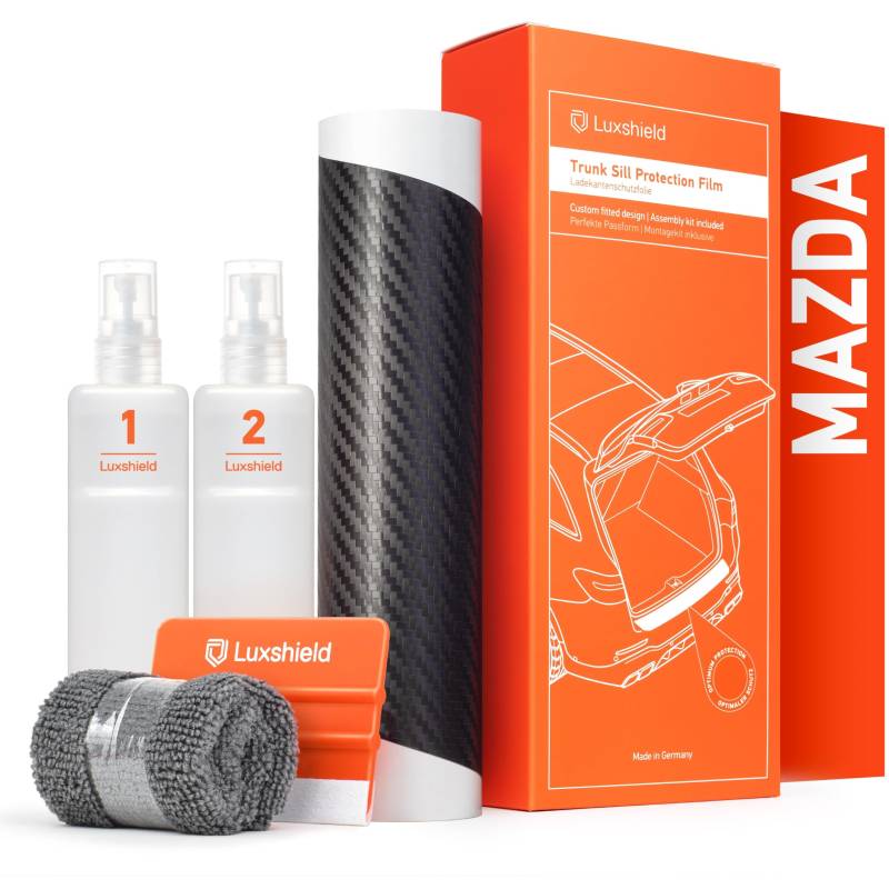 Luxshield Ladekantenschutz Folie für Mazda 3 Schrägheck 4 (IV) BP I 2019-2025 - Stoßstangenschutz, Kratzschutz, Lackschutzfolie - Carbon Schwarz von Luxshield