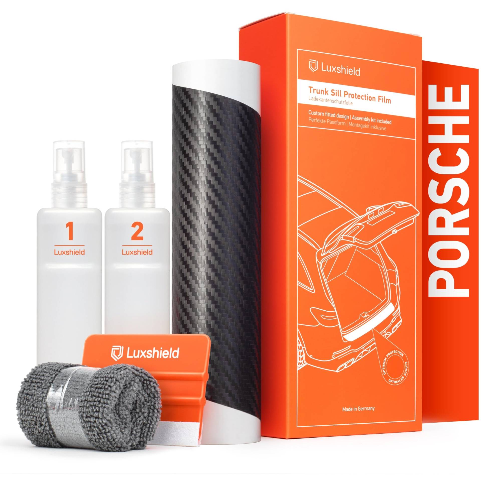 Luxshield Ladekantenschutz Folie für Porsche Cayenne 2 (II) 92A I 2014-2017 - Stoßstangenschutz, Kratzschutz, Lackschutzfolie - Carbon Schwarz von Luxshield