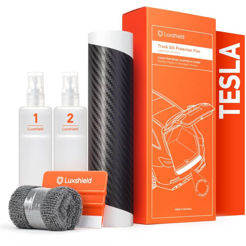 Luxshield Ladekantenschutz Folie für Tesla Model S I 2012-2025 - Stoßstangenschutz, Kratzschutz, Lackschutzfolie - Carbon Schwarz von Luxshield