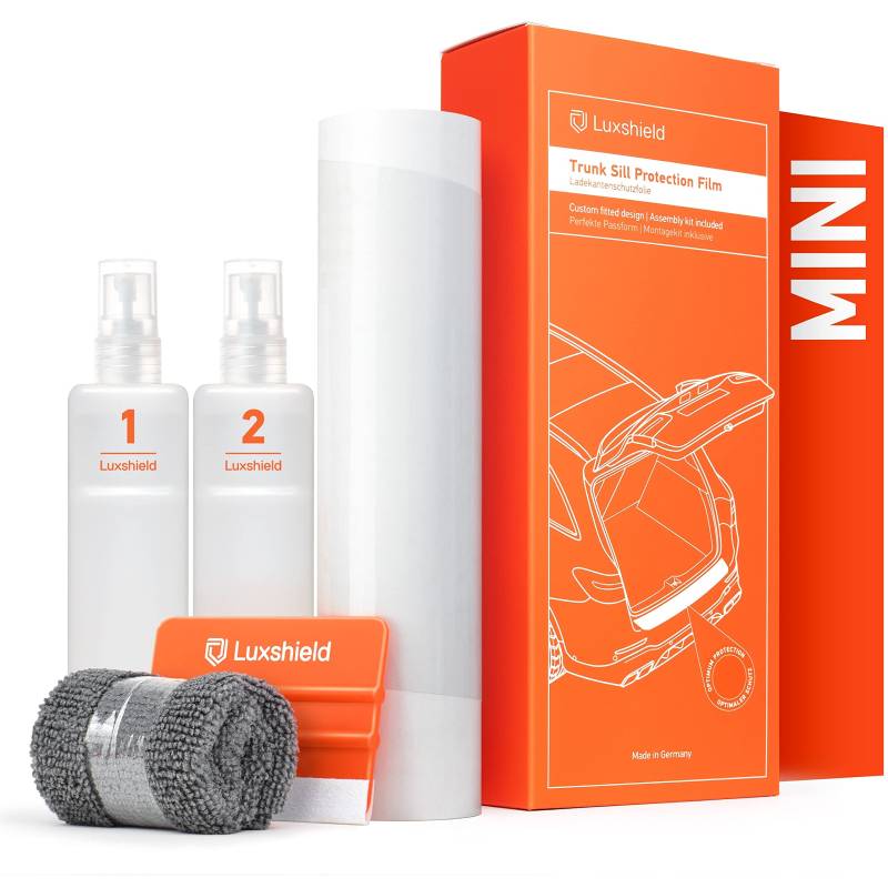 Luxshield Ladekantenschutz Folie für MINI Cooper 3-Türer 3 (III) F56 I 2014-2024 - Stoßstangenschutz, Kratzschutz, Lackschutzfolie - Transparent glänzend von Luxshield