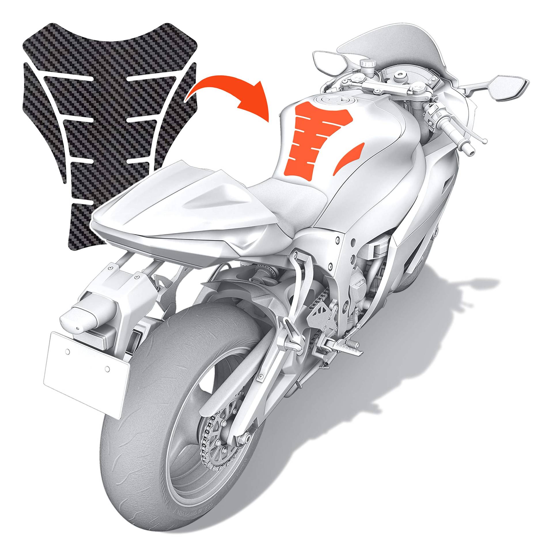 Luxshield Motorrad Tankpad Lackschutzfolie Kratzschutz für Tank - Carbon Optik & selbstklebend von Luxshield