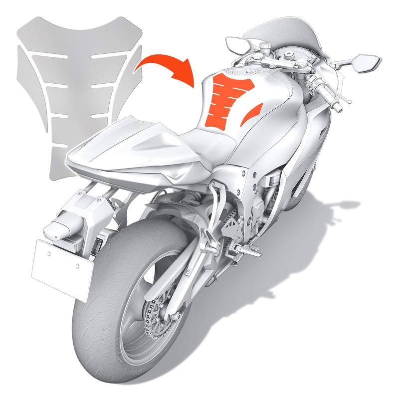 Luxshield Motorrad Tankpad Lackschutzfolie Kratzschutz für Tank - Transparent glänzend & selbstklebend von Luxshield