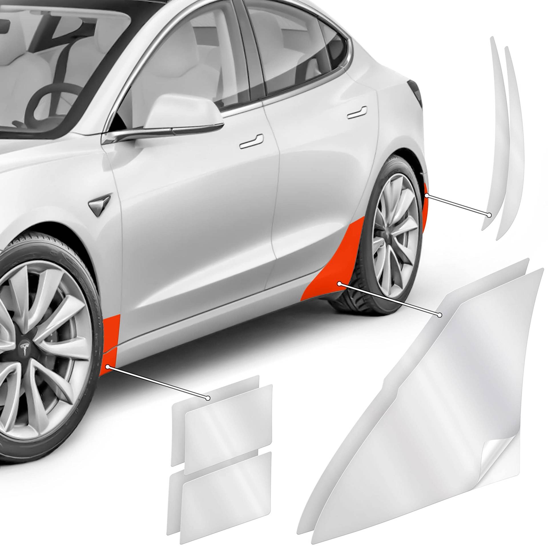 Luxshield Radlaufschutz Folie Komplettset für Tesla Model 3 I 2017-2024 - Radkasten, Lackschutzfolie, Steinschlagschutz - Transparent glänzend Selbstklebend von Luxshield