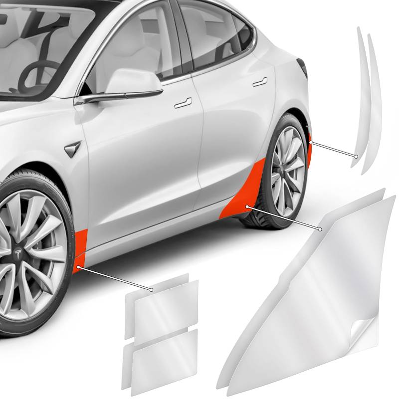 Luxshield Radlaufschutz Folie Komplettset für Tesla Model 3 I 2017-2025 - Radkasten, Lackschutzfolie, Steinschlagschutz - Transparent glänzend Selbstklebend von Luxshield