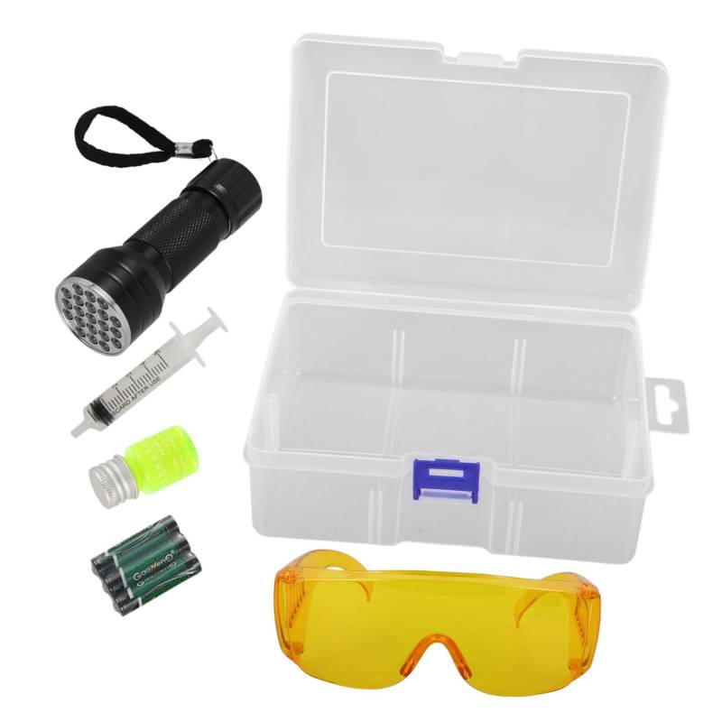 Luxshiny 1 Set Auto Klimaanlagen Lecksuchwerkzeug Ac Leck Kit Prüfung UV Leck Für Ac Lecktester Ac UV Farbstoff Leckbrille Ac Lecktest Kit Ac Lecktest Erkennung Kunststoff von Luxshiny