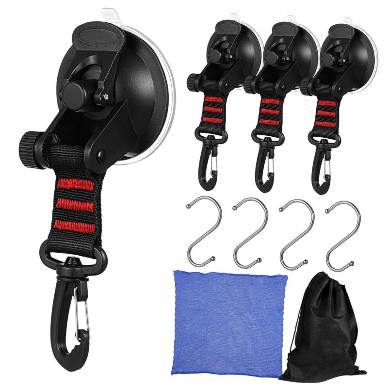Luxshiny 4 Stück Haken Mit Saugnapf Wohnmobil Zubehör Saugnapfhaken Auto Markisen Saughaken Robuster Saugnapf Saugnäpfe Starker Saugnapf Saugnapf Clips Abs Schwarz von Luxshiny