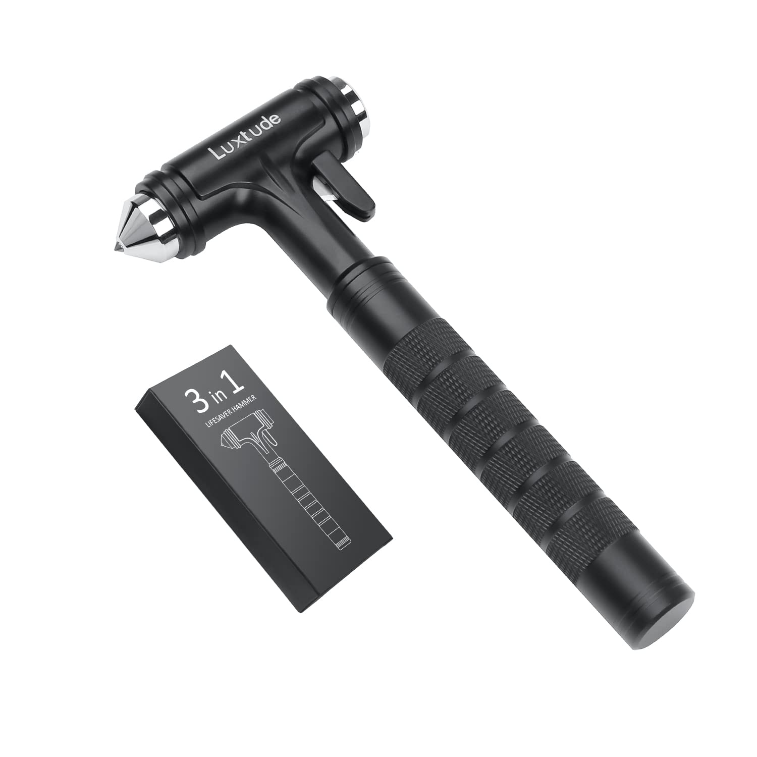 Luxtude Auto Nothammer, Upgrade Gurtschneider Notfallhammer, Glasbrecher Nothammer mit Gurtschneider tüv Geprüft, Fireproof Aluminiumlegierung Rettungshammer Gurtmesser Sicherheitshammer Rescue Tool Luxtude Auto Nothammer, Upgrade Gurtschneider Notfallhammer, Glasbrecher Nothammer mit Gurtschneider tüv Geprüft, Fireproof Aluminiumlegierung Rettungshammer Gurtmesser Sicherheitshammer Rescue Tool von Luxtude