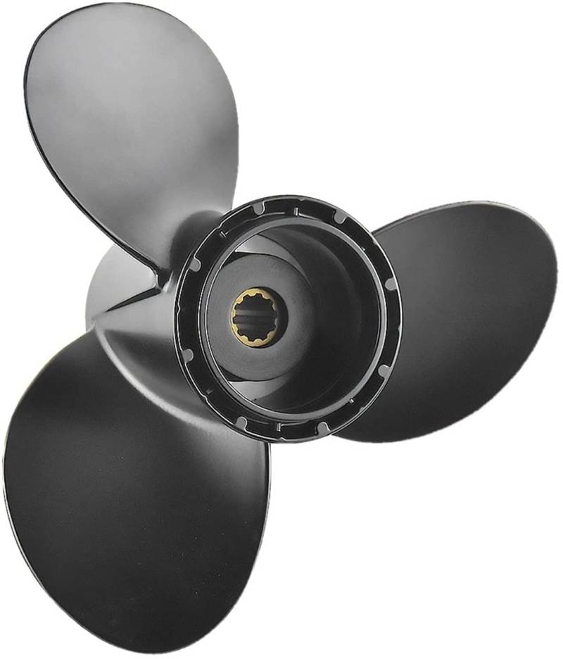 Luxuypon Außenbord-Propeller für Suzuki 20-30 PS, 3-Blatt, 10-Zahn, 26,4 cm, Schwarz, R, 30 PS, Heckspiegelmontage, Benzin, 2-Takt, 4-Takt, Manuell, Außenbordmotor, Propeller von Luxuypon