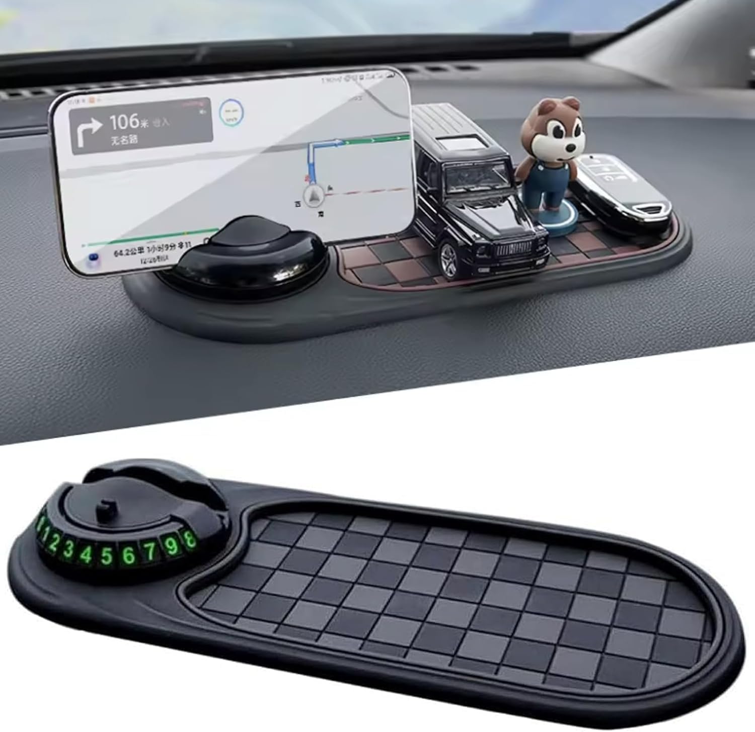 Multifunction Car Anti-Slip Mat Auto Universal Phone Holder, Auto Antirutschmatte Handyhalterung, 360° Drehbar Anti-Rutsch-Armaturenbrett Matte mit Parknummer für Handy, Schlüssel Multifunction Car Anti-Slip Mat Auto Universal Phone Holder, Auto Antirutschmatte Handyhalterung, 360° Drehbar Anti-Rutsch-Armaturenbrett Matte mit Parknummer für Handy, Schlüssel von Luylmo