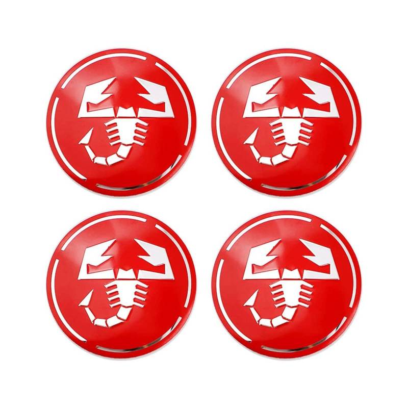 4 Stück Auto Radkappen für FIAT Abarth ABS Material Red White 56mm, mit Auto Logo, Reifenmitte Abdeckung, Radaufkleber, Modifikation, Emblem, Styling Zubehör von LyTTuu