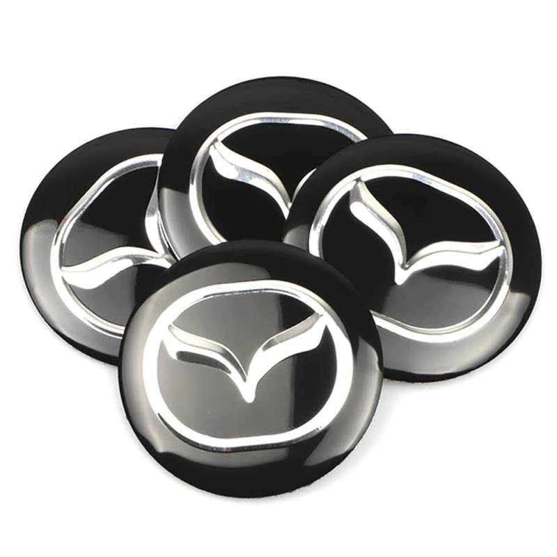 4 Stück Auto Radkappen für Mazda Atez 6 Gh Gg Gi 3 Angksela Bk CX 5 4 7 8 56 mm, mit Auto Logo, Reifenmitte Abdeckung, Radaufkleber, Modifikation, Emblem, Styling Zubehör von LyTTuu