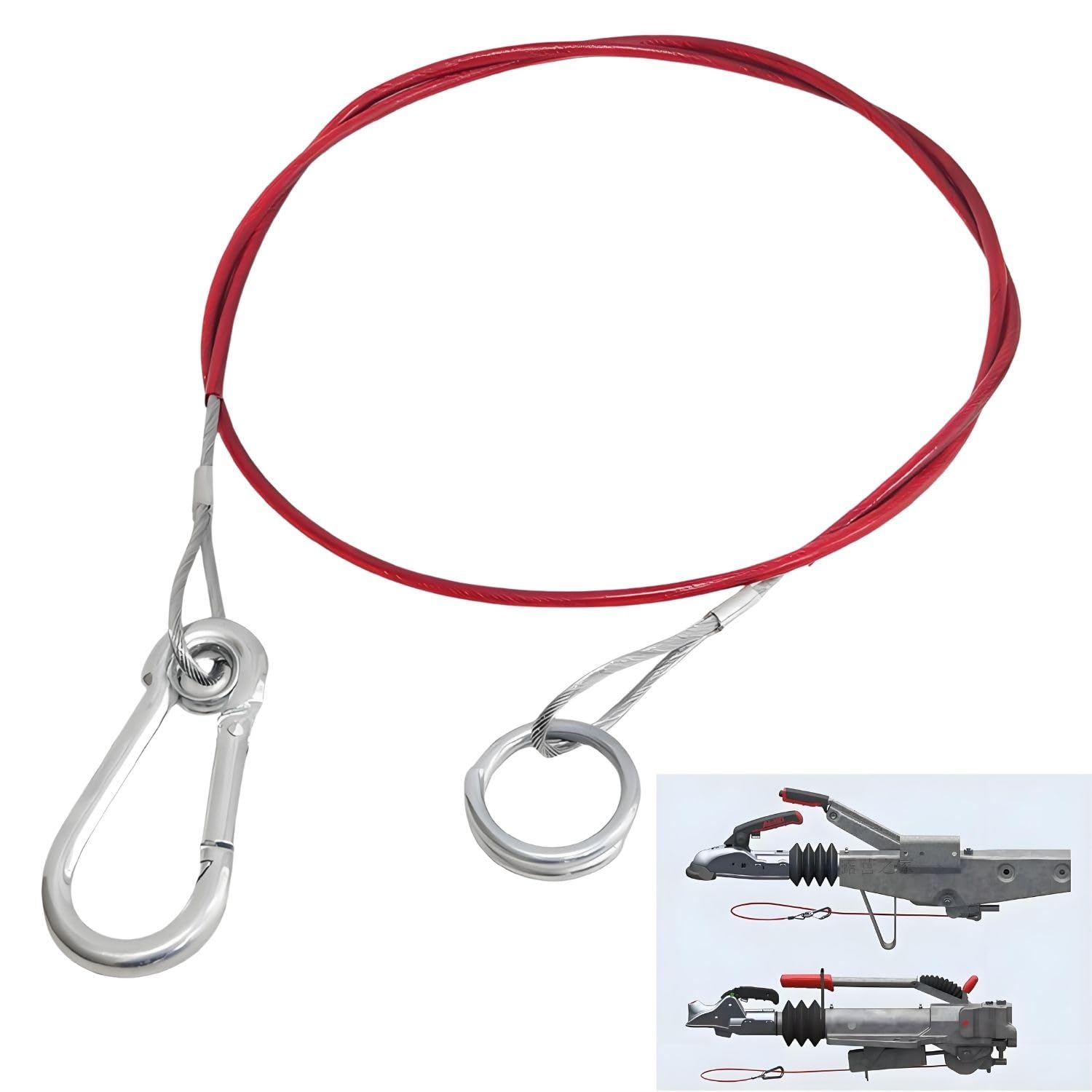 Lyivisk Abreißseil für Anhänger 1 Meter Bremsseil Sicherungsseil 300 kg Zugkraft mit Haken für Wohnwagen und gebremste Anhänger (Rot) von Lyivisk