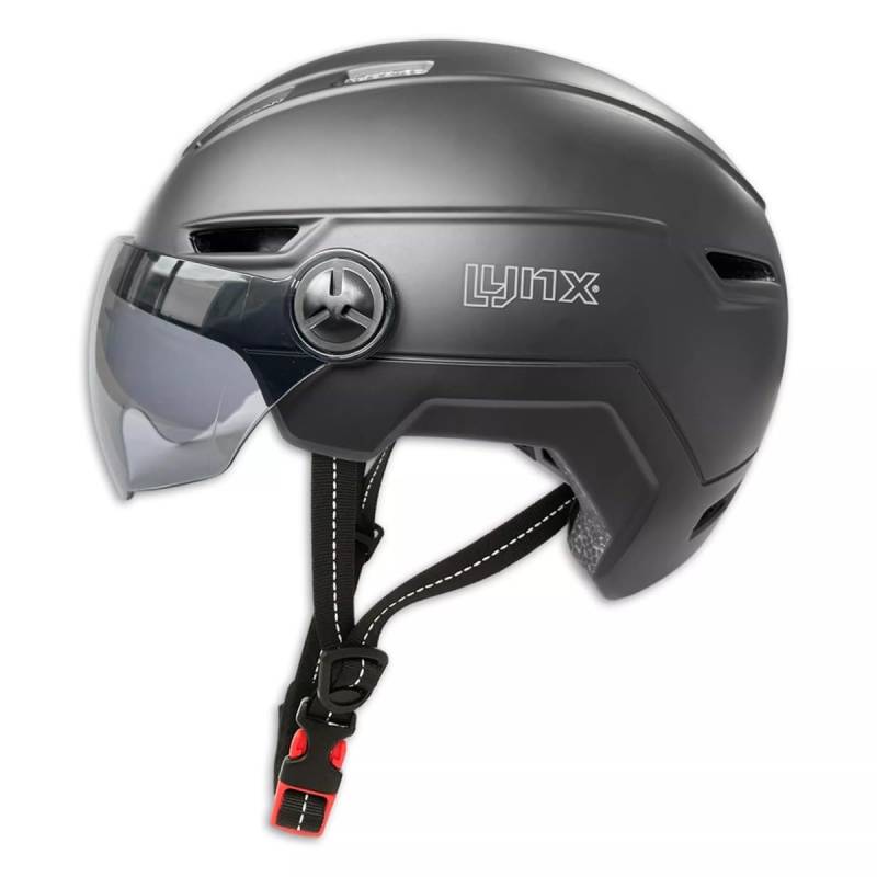 Lynx Mopedhelm NTA 8776 mit Visier matt schwarz Größe S/M | | Helmen | | Kunststoff | geeignet für Fahrrad, Mofa, Roller von Lynx