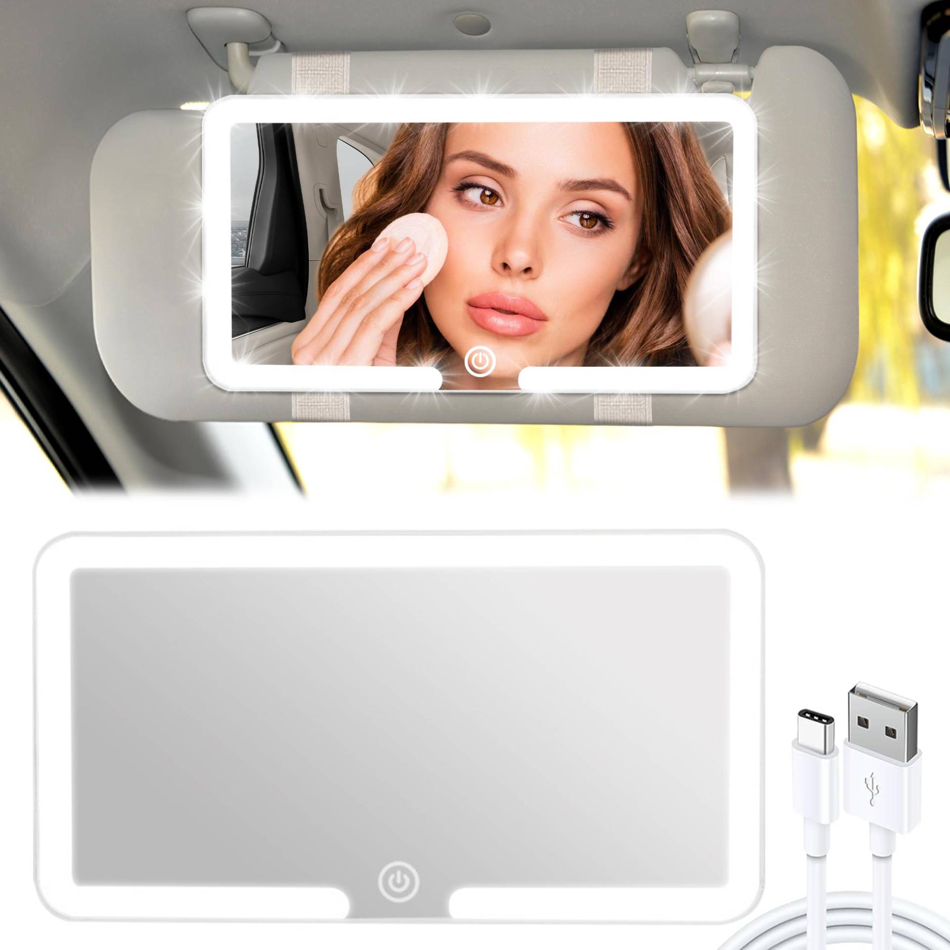 Lypumso Auto Kosmetikspiegel, Auto Sonnenblende Spiegel LED mit 3 Lichtmodi, Schminkspiegel für Auto mit Licht Wiederaufladbarer, Tragbarer Kosmetikspiegel Lichter für Auto, Weiß Lypumso Auto Kosmetikspiegel, Auto Sonnenblende Spiegel LED mit 3 Lichtmodi, Schminkspiegel für Auto mit Licht Wiederaufladbarer, Tragbarer Kosmetikspiegel Lichter für Auto, Weiß von Lypumso