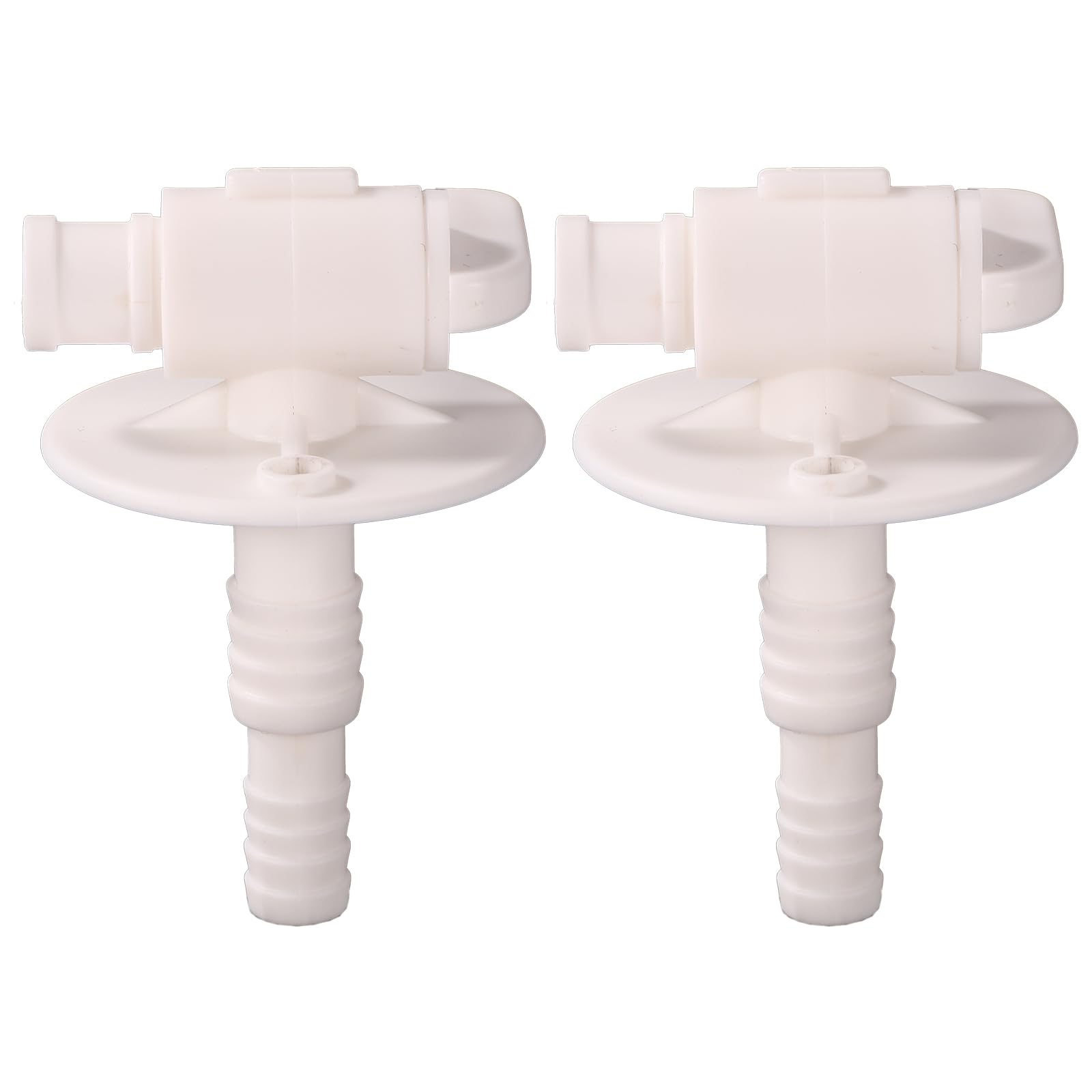 Lyreh 2 Stück Ablassventile Wohnmobil Wassertanks (Passend für 0.96cm Oder 1.27cm Vinylschläuche), 7,5x4,8x4,8cm Ersatz Ablassventil für Frischwassertanks von Wohnmobilen Wohnwagen (Weiß) von Lyreh