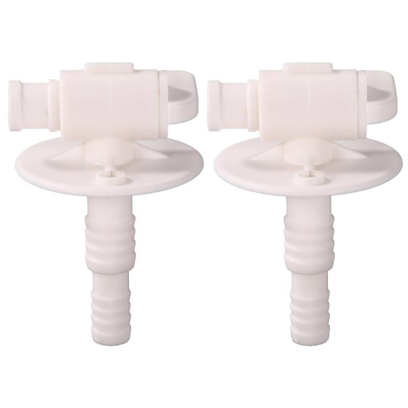 Lyreh 2 Stück Ablassventile Wohnmobil Wassertanks (Passend für 0.96cm Oder 1.27cm Vinylschläuche), 7,5x4,8x4,8cm Ersatz Ablassventil für Frischwassertanks von Wohnmobilen Wohnwagen (Weiß) von Lyreh