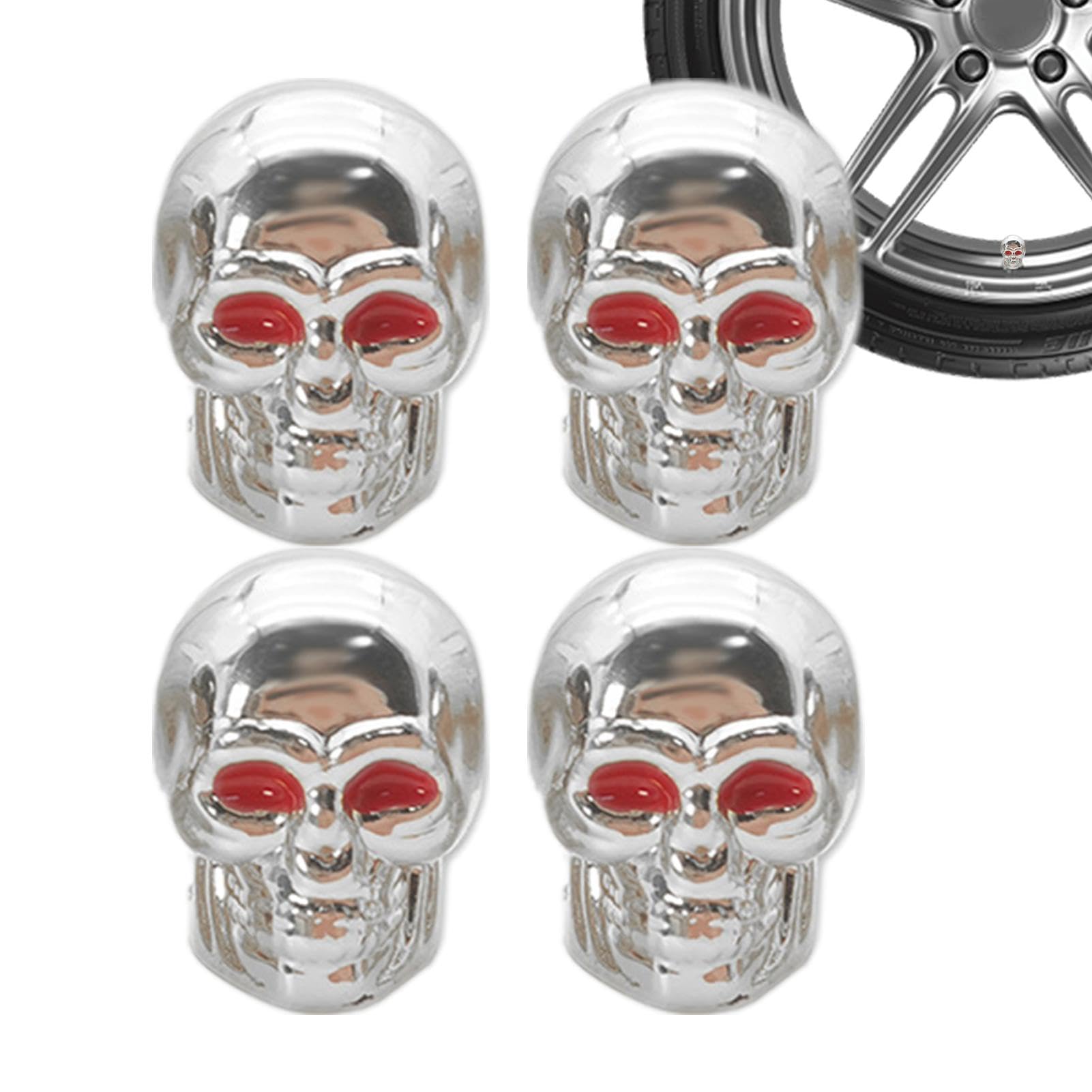 Skull Valve Stem Caps - Bike Tire Valve Stem Caps Skeleton Head Shape, 4Pcss Skull Tire Valve Stem Caps, Dustproof Cool Tire Air Caps Cover for Cars SUV Bike Trucks Motorcycles Skull Valve Stem Caps - Bike Tire Valve Stem Caps Skeleton Head Shape, 4Pcss Skull Tire Valve Stem Caps, Dustproof Cool Tire Air Caps Cover for Cars SUV Bike Trucks Motorcycles von Lyricalist