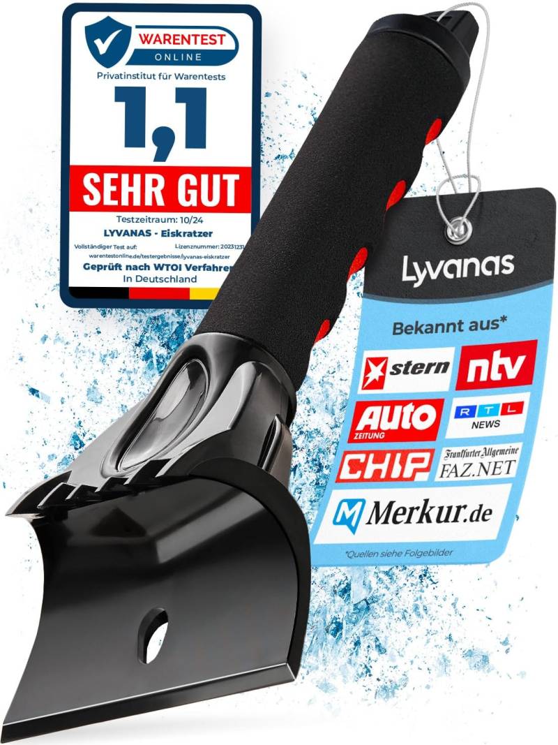LYVANAS Eiskratzer Auto TESTSIEGER 2025* - Ergonomischer Profi Scheibenkratzer Auto schnell & stark - Effizienter & sicherer Schneekratzer Auto aus Premium ABS - Kratzer Auto Zubehör schont langlebig von LYVANAS