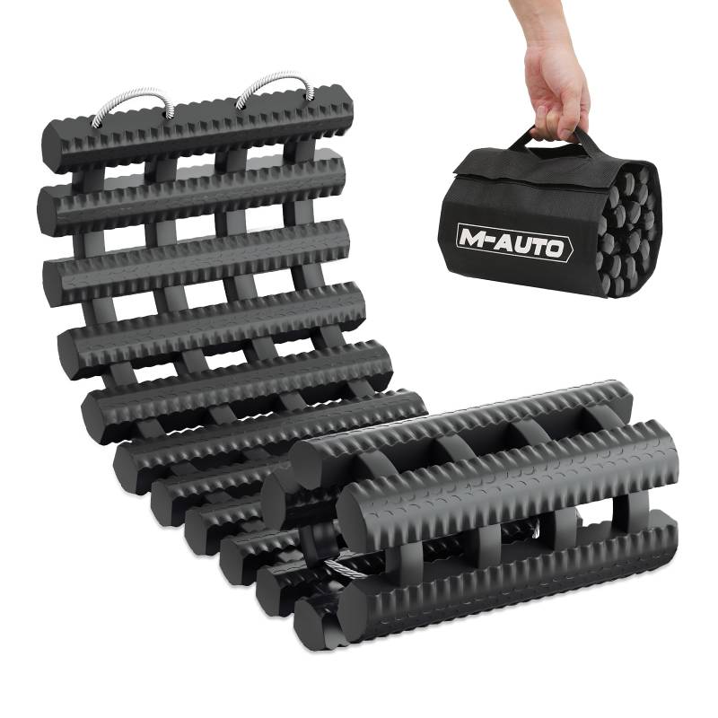 M-AUTO Reifen-Traktionsmatte, tragbare Regenerationsstrecke für das Fahrzeug, um sich von Schnee, Eis, Schlamm und Sand zu lösen, 61 cm Recovery-Traktionsmatte mit Tasche für Autos, LKWs, Van oder von M-AUTO