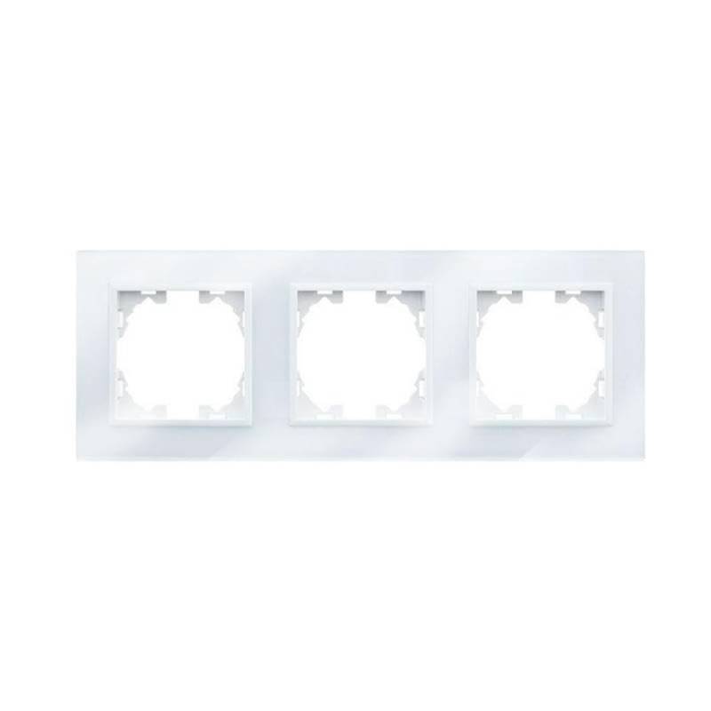 M Ledme WESA - 3-Module Weißer Dreifach-Glasrahmen für Schalter und Steckdosen. von M Ledme