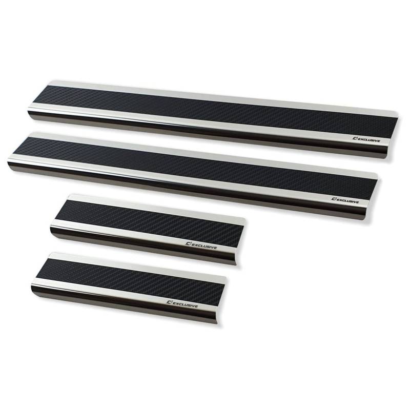 M MOTOS Carbon Edelstahl-Einstiegsleisten für Jeep Grand Cherokee WK2 2010-…. 5 -türig. Erhöhter Fahrkomfort mit säurefesten Schwellerplatten - Kratzschutz von MOTOS