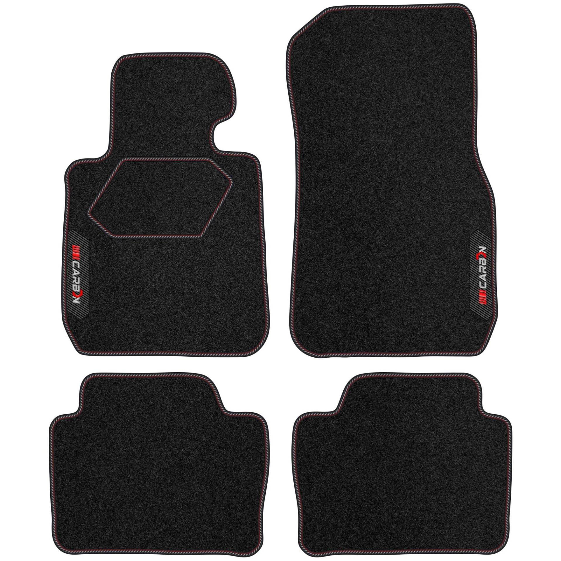 MOTOS Personalisierte Velours-Fußmatten Carbon Series passend für BMW 3er F30 2012-2018 - Premium, Carbon, Rot Frischen Sie den Look Ihres Autos mit Velours-Fußmatten im hochmodernen Carbonfaser-Desig MOTOS Personalisierte Velours-Fußmatten Carbon Series passend für BMW 3er F30 2012-2018 - Premium, Carbon, Rot Frischen Sie den Look Ihres Autos mit Velours-Fußmatten im hochmodernen Carbonfaser-Desig von MOTOS