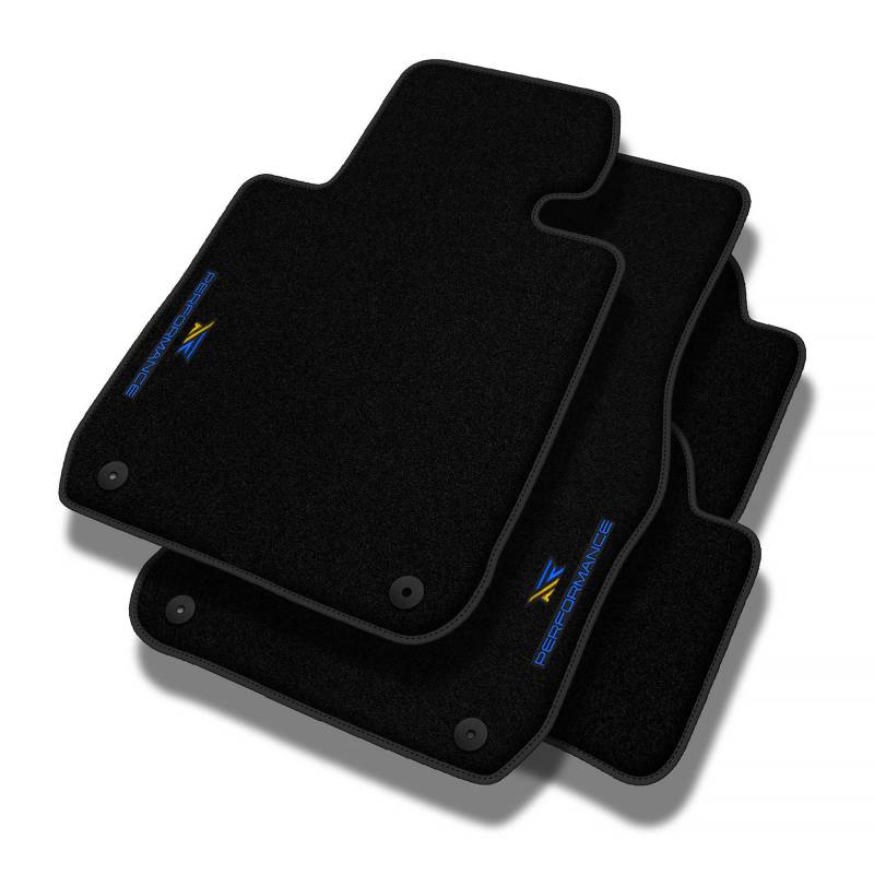 PERFORMANCE Personalisierte Velours Fußmatten Auto passend für Ford Grand C-MAX II 2012-2019 - Premium, Perforiert, blau und gelb -Präzise CNC-Stickerei, Design-Lochpaspel, Auto Fußmatten - Perfekt fü von MOTOS