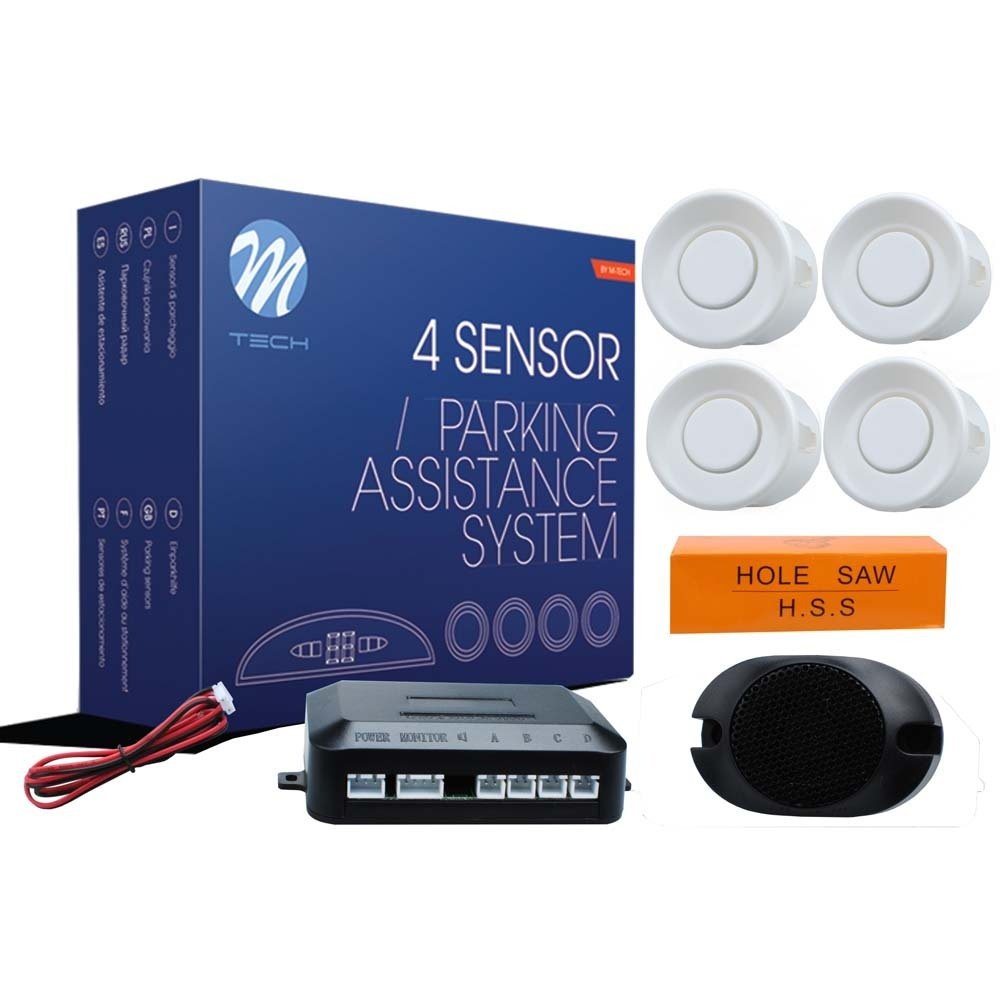 M-Tech CP7W Einparkhilfe 4 Sensoren mit Lautsprecher Weiß von M-Tech