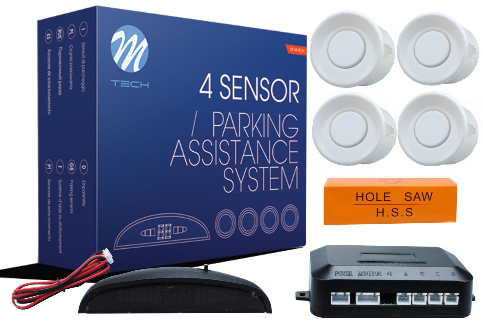 M-Tech cp4 W Einparkhilfe, Kit mit 4 Sensoren mit Display von M-Tech