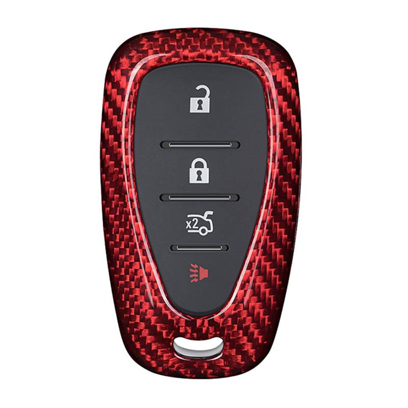 M.JVisun Echte Kohlefaser Abdeckung Fall Schlüsselgehäuse Für Chevrolet Blazer Bolt Camaro Cruze Equinox Malibu Sonic Spark Tracker LT Trailblazer Traverse Trax Volt Schlüssel Schlüsselanhänger - Rot von M.JVisun