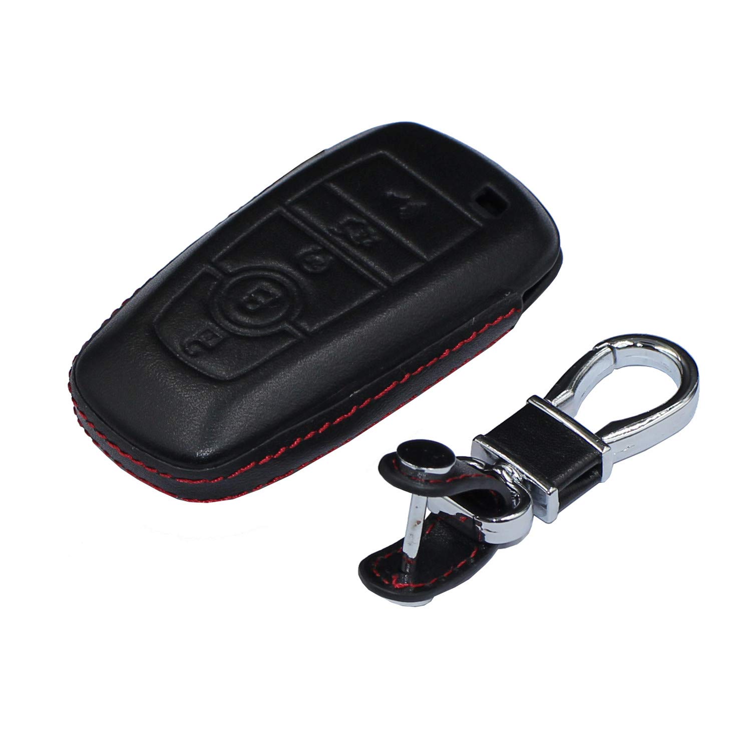 M.JVisun Echtes Leder Fall Abdeckung für Ford Bronco Ecosport Edge Escape Expedition Explorer F150 F250 F350 F450 F550 Fusion Maverick Mondeo Mustang Ranger Autoschlüssel Mit Schlüsselanhänger-Schwarz M.JVisun Echtes Leder Fall Abdeckung für Ford Bronco Ecosport Edge Escape Expedition Explorer F150 F250 F350 F450 F550 Fusion Maverick Mondeo Mustang Ranger Autoschlüssel Mit Schlüsselanhänger-Schwarz von M.JVisun