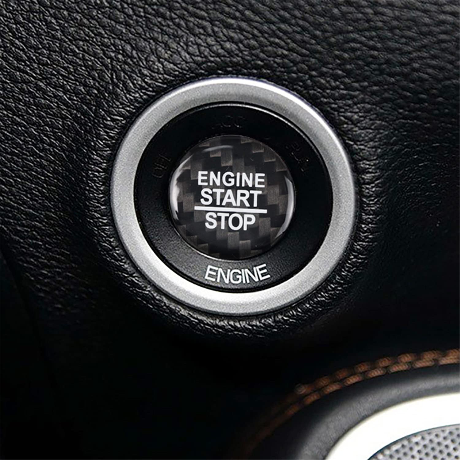 M.JVisun Kohlefaser EIN Knopf Start Taste Deckel Trimmen Zündung Schalter Aufkleber für Dodge Challenger SRT Charger Durango für Jeep Compass Cherokee Grand Cherokee Grand Commander PHEV - Schwarz M.JVisun Kohlefaser EIN Knopf Start Taste Deckel Trimmen Zündung Schalter Aufkleber für Dodge Challenger SRT Charger Durango für Jeep Compass Cherokee Grand Cherokee Grand Commander PHEV - Schwarz von M.JVisun