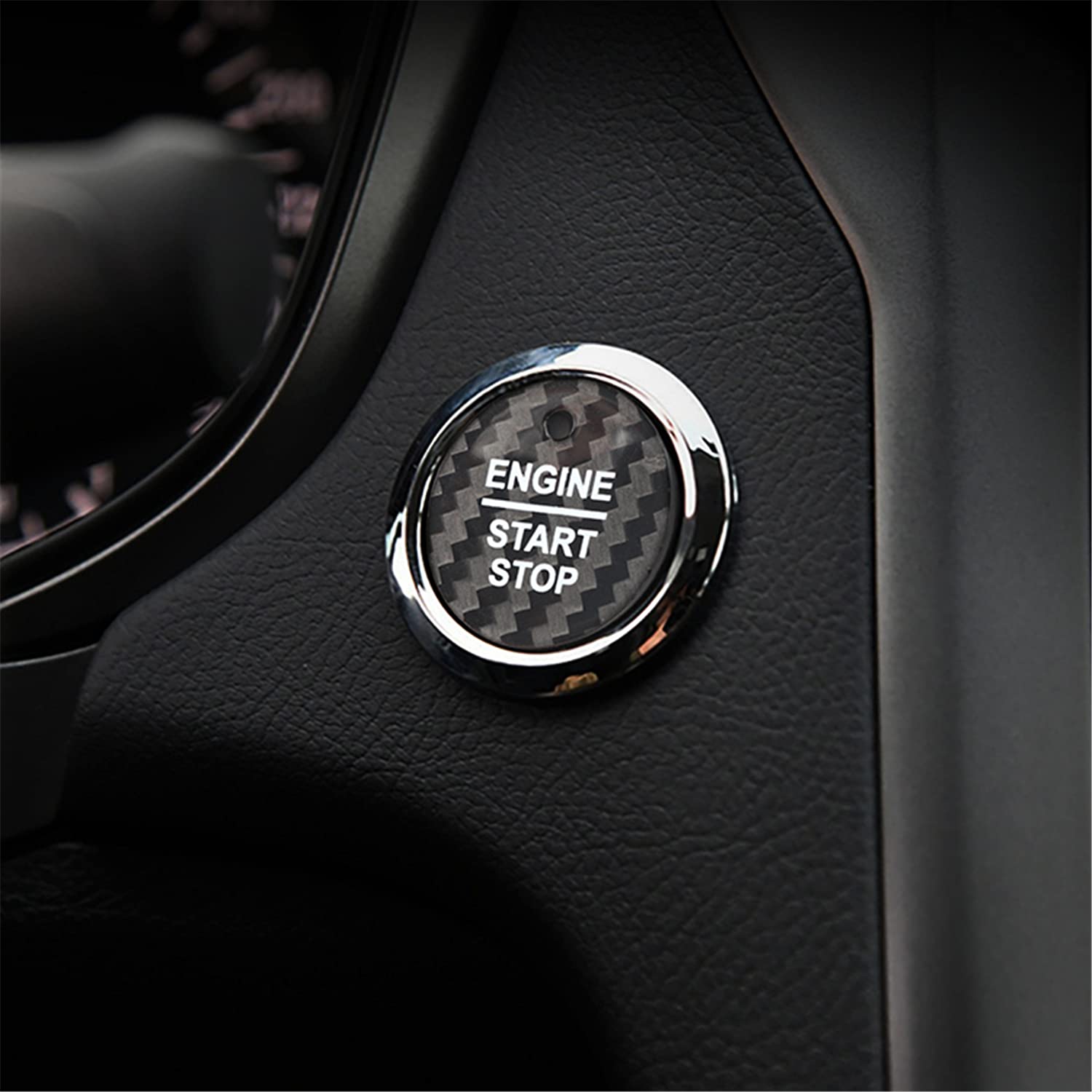 M.JVisun Kohlefaser EIN Knopf Start Taste Deckel Trimmen für Ford, Zündung Schalter Aufkleber für Ford Edge Escort Everest Explorer F-150 Focus Mondeo Taurus - Schwarz M.JVisun Kohlefaser EIN Knopf Start Taste Deckel Trimmen für Ford, Zündung Schalter Aufkleber für Ford Edge Escort Everest Explorer F-150 Focus Mondeo Taurus - Schwarz von M.JVisun