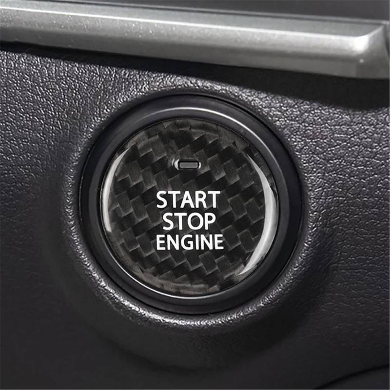 M.JVisun Kohlefaser EIN Knopf Start Taste Deckel Trimmen für Mazda, Zündung Schalter Aufkleber für Mazda 3 Axela CX-30 EV - Schwarz von M.JVisun