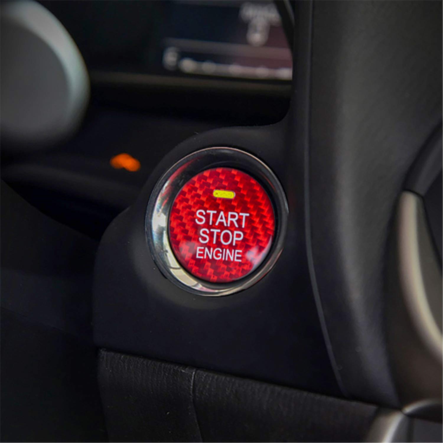 M.JVisun Kohlefaser Ein Knopf Start Taste Deckel Trimmen für Mazda, Zündung Schalter Aufkleber für Mazda 3 Axela für Mazda 6 Atenza CX-3 CX-4 CX-5 CX-8 MX-5 - Rot von M.JVisun