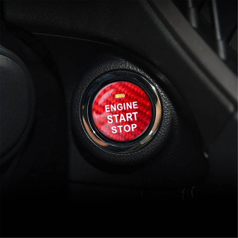 M.JVisun Kohlefaser EIN Knopf Start Taste Deckel Trimmen für Subaru, Zündung Schalter Aufkleber für Subaru Forester Legacy Outback WRX XV - Rot von M.JVisun