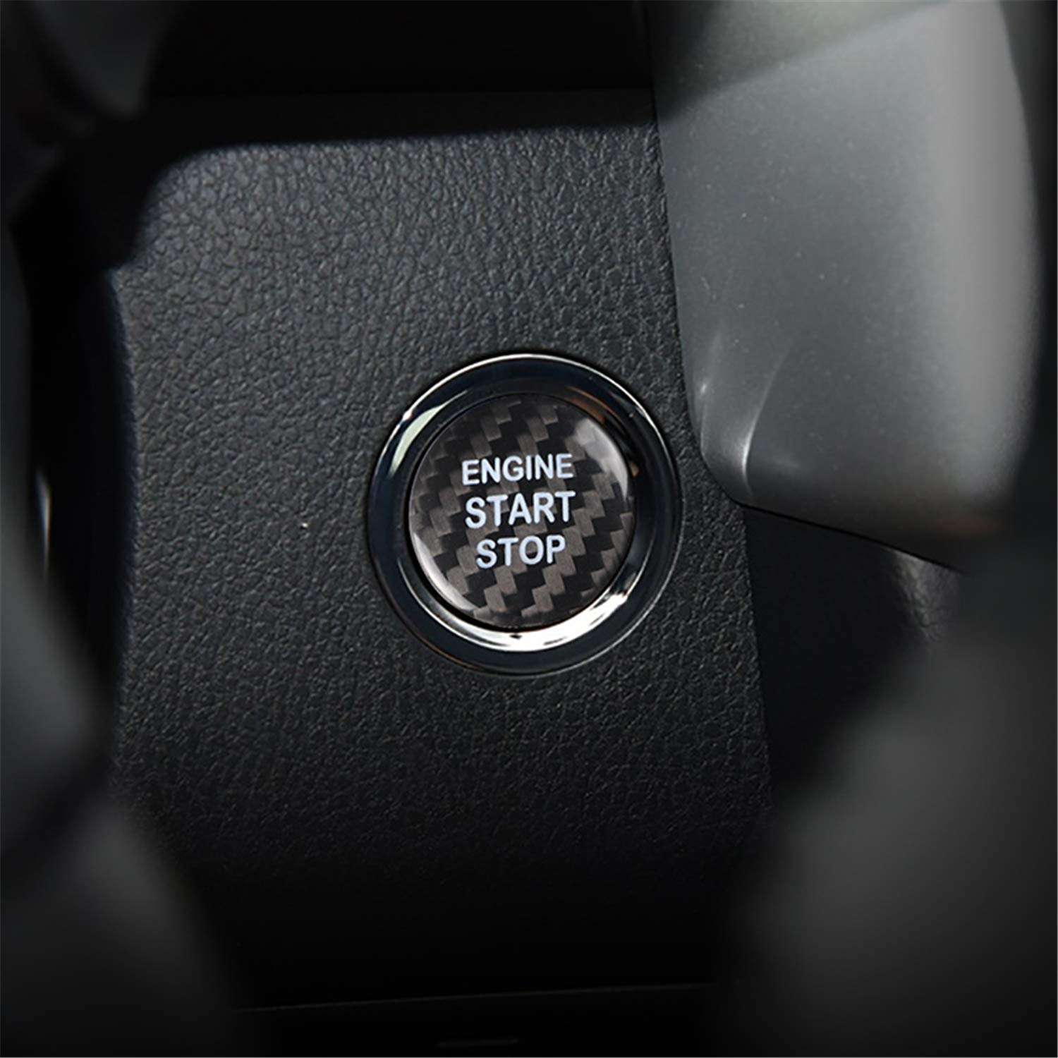 M.JVisun Kohlefaser EIN Knopf Start Taste Deckel Trimmen für Toyota, Zündung Schalter Aufkleber für Toyota 86 Alphard Avalon Camry Corolla Crown C-HR Highlander RAV4 Vios - Schwarz M.JVisun Kohlefaser EIN Knopf Start Taste Deckel Trimmen für Toyota, Zündung Schalter Aufkleber für Toyota 86 Alphard Avalon Camry Corolla Crown C-HR Highlander RAV4 Vios - Schwarz von M.JVisun