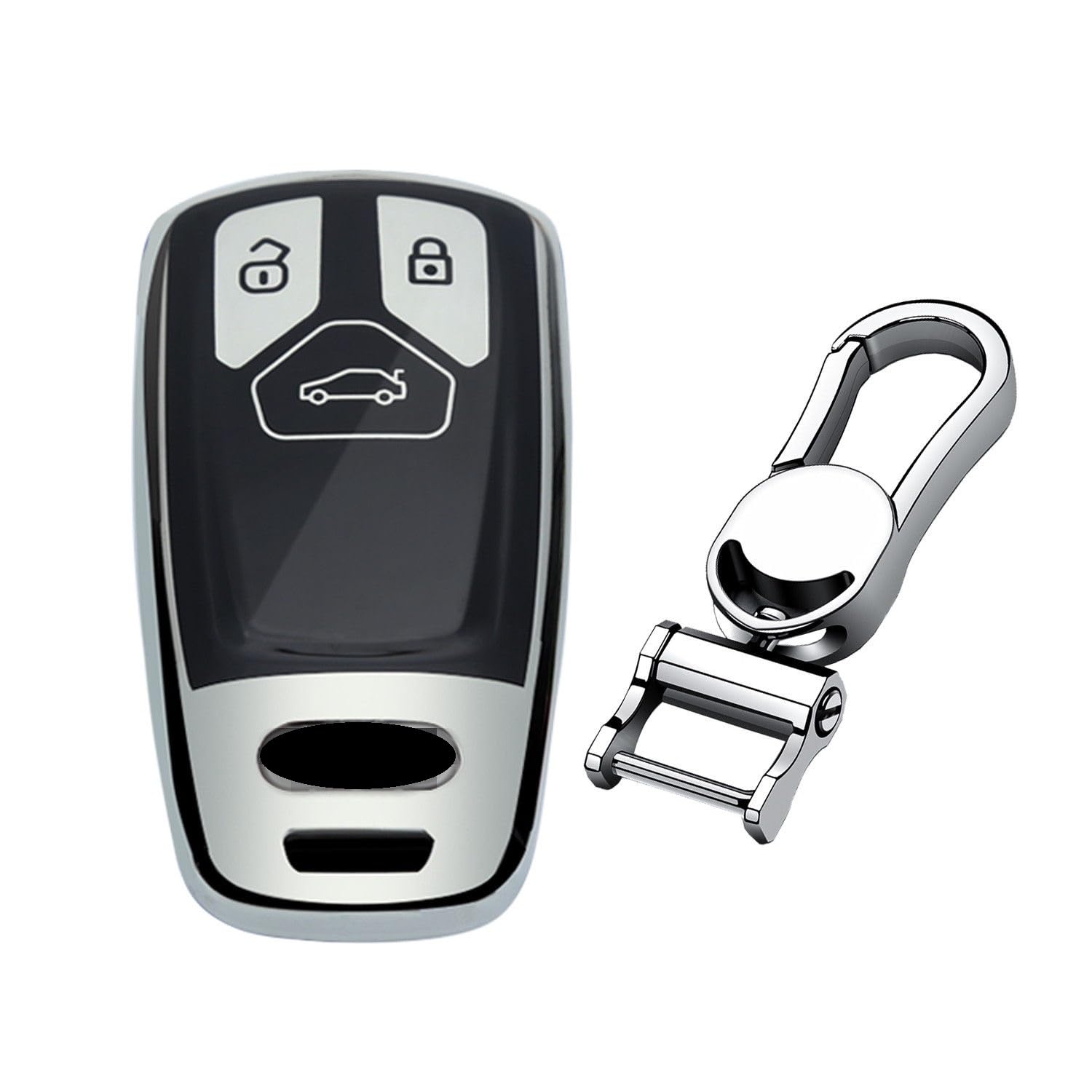 M.JVisun TPU Weich Autoschlüssel Fall für Audi A4 A4L A5 A6 A7 A8 Q5 Q7 R8 RS Q3 RS4 RS5 RS7 S4 S5 S6 S7 S8 SQ5 SQ7 TT TTS TT-RS Silikon Schlüssel Hülle - Glänzend Silber - Metall Schlüsselbund M.JVisun TPU Weich Autoschlüssel Fall für Audi A4 A4L A5 A6 A7 A8 Q5 Q7 R8 RS Q3 RS4 RS5 RS7 S4 S5 S6 S7 S8 SQ5 SQ7 TT TTS TT-RS Silikon Schlüssel Hülle - Glänzend Silber - Metall Schlüsselbund von M.JVisun