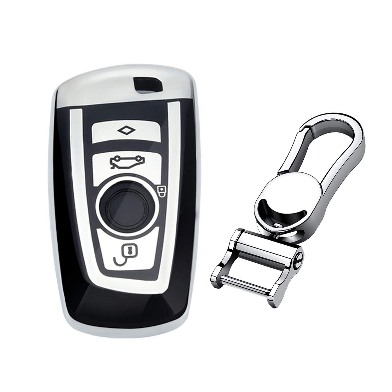 M.JVisun TPU Weich Autoschlüssel Fall für BMW 1 Serie 2 3 Serie 4 Serie 5 Serie 6 Serie 7 Serie 5GT GT3 GT5 X1 X3 X4 M2 M3 M4 M5 M6 Silikon Schlüssel Hülle - Glänzend Silber - Metall Schlüsselbund M.JVisun TPU Weich Autoschlüssel Fall für BMW 1 Serie 2 3 Serie 4 Serie 5 Serie 6 Serie 7 Serie 5GT GT3 GT5 X1 X3 X4 M2 M3 M4 M5 M6 Silikon Schlüssel Hülle - Glänzend Silber - Metall Schlüsselbund von M.JVisun