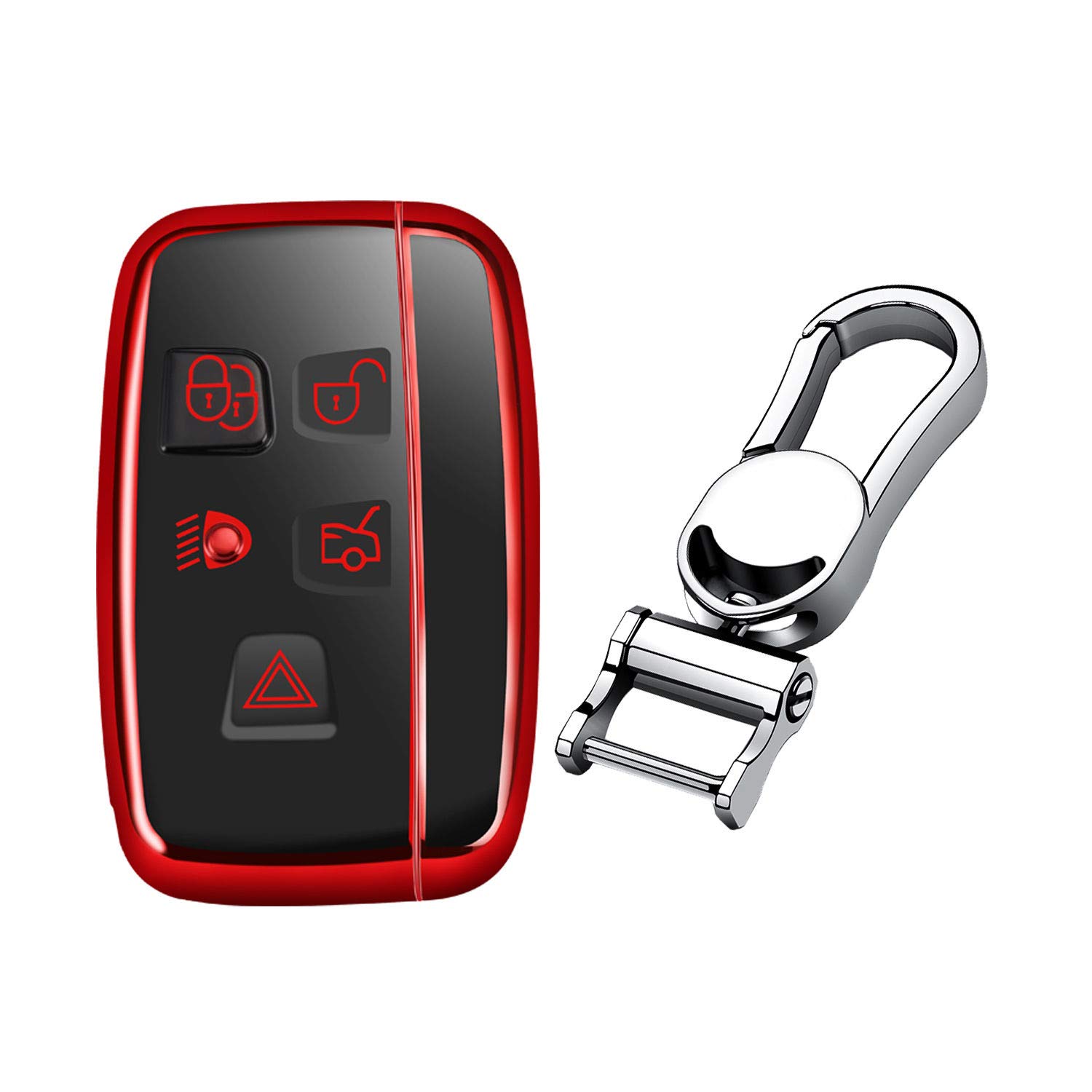 M.JVisun TPU Weich Autoschlüssel Fall für Jaguar XE XEL XF XFL XJ F-PACE F-Type Silikon Schlüssel Hülle - Glänzend Rot - Metall Schlüsselbund M.JVisun TPU Weich Autoschlüssel Fall für Jaguar XE XEL XF XFL XJ F-PACE F-Type Silikon Schlüssel Hülle - Glänzend Rot - Metall Schlüsselbund von M.JVisun