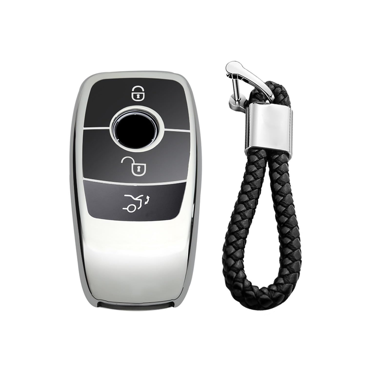M.JVisun TPU Weich Autoschlüssel Fall für Mercedes-Benz 2019-2022 A Klasse C Klasse G Klasse 2017-2022 E Klasse 2018-2021 S Klasse Silikon Schlüssel Hülle - Glänzend Silber - Flechten Schlüsselbund M.JVisun TPU Weich Autoschlüssel Fall für Mercedes-Benz 2019-2022 A Klasse C Klasse G Klasse 2017-2022 E Klasse 2018-2021 S Klasse Silikon Schlüssel Hülle - Glänzend Silber - Flechten Schlüsselbund von M.JVisun